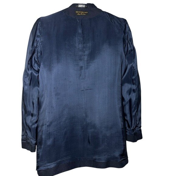 Vintage 80s Giorgio Sant'Angelo Navy Linen‎ Rayon Blazer Sz 10 Made in Romania - Picture 10 of 16